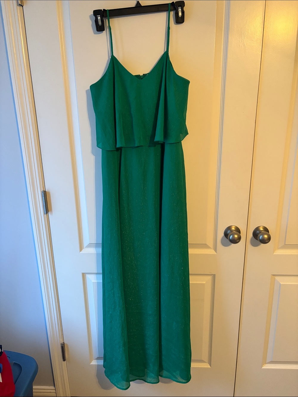 Halston Heritage Green Spaghetti-Strap Maxi Dress